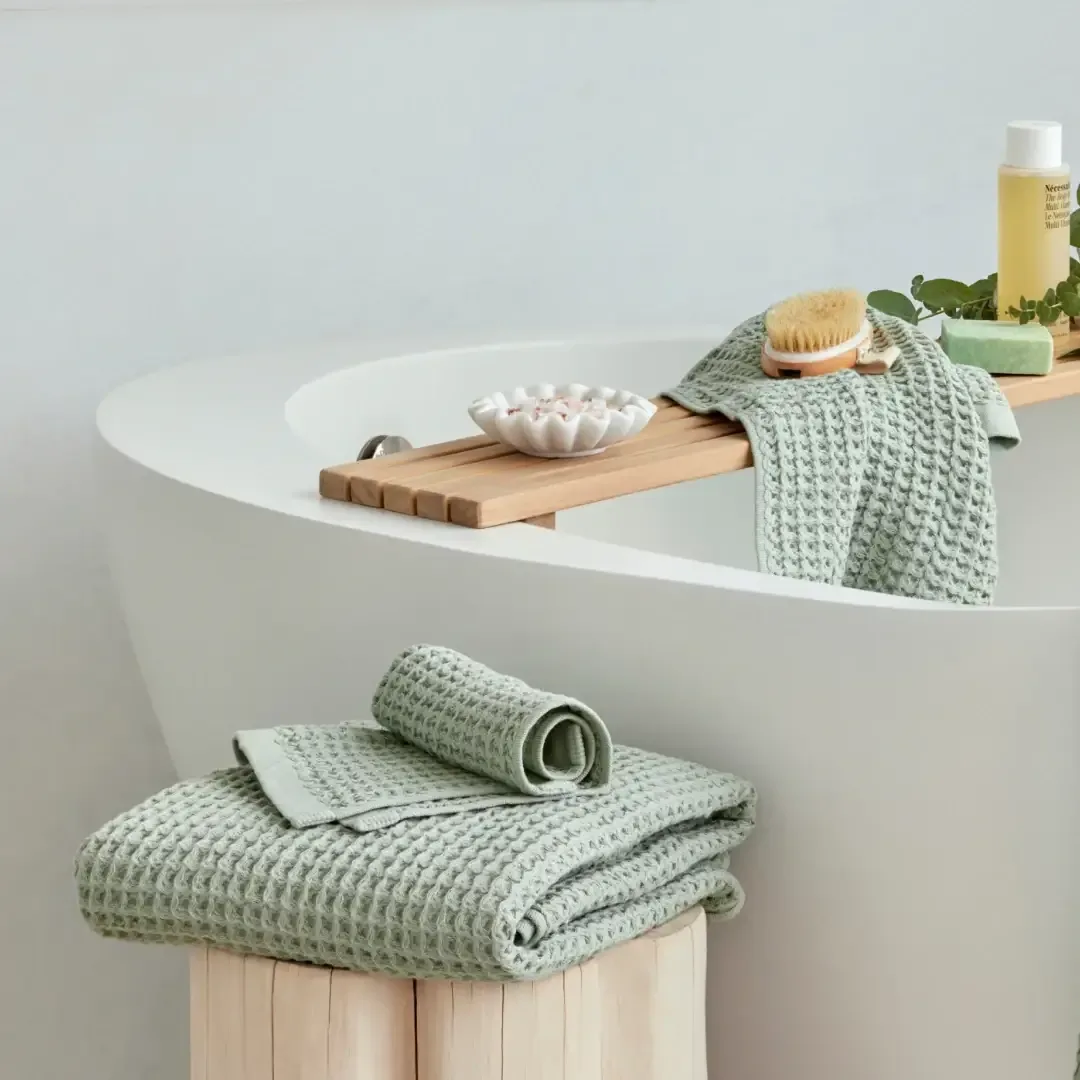 Onsen Waffeltücher in Salbeigrün – Bild 3